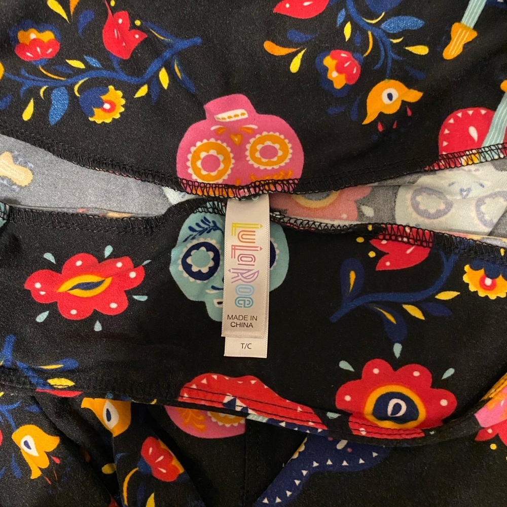LuLaRoe Black Leggings with Colorful Floral Design